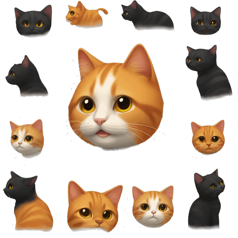 Cat with orange hair on the left and black on the right emoji