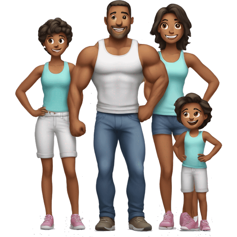 happy muscular family emoji