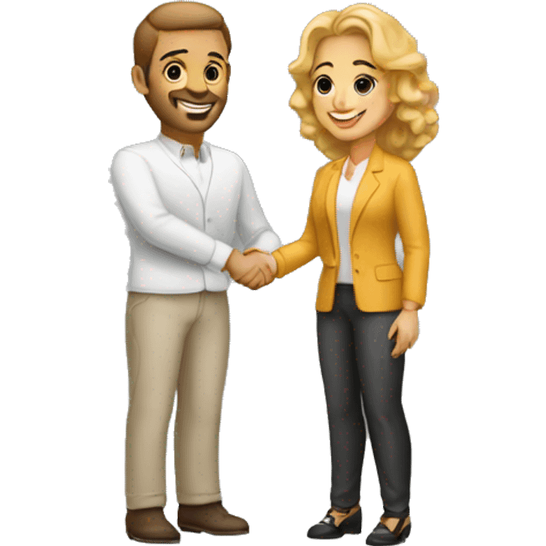 light-skinned restaurateur and blogger shake hands emoji