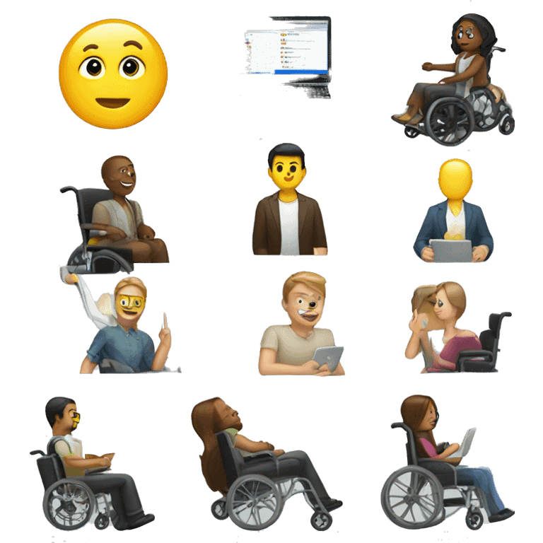 People accessibility with laptop and wheelchair emoji