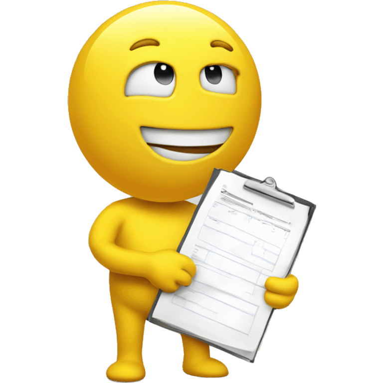 yellow ball guy holding a checklist emoji