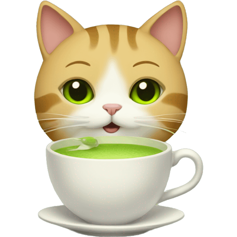 Cat with a cup of matcha  emoji