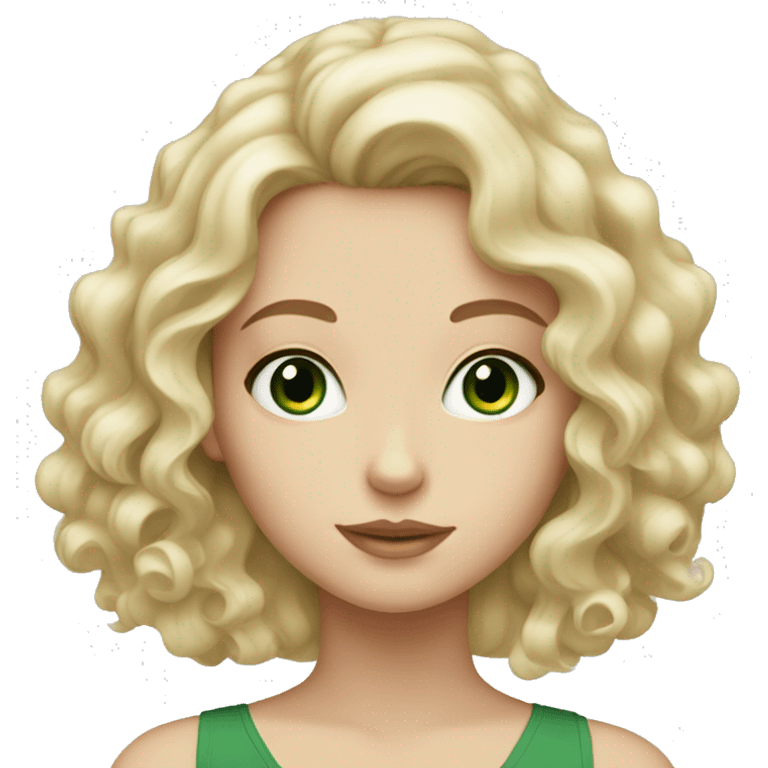 white girl with green eyes and wavy hair  emoji