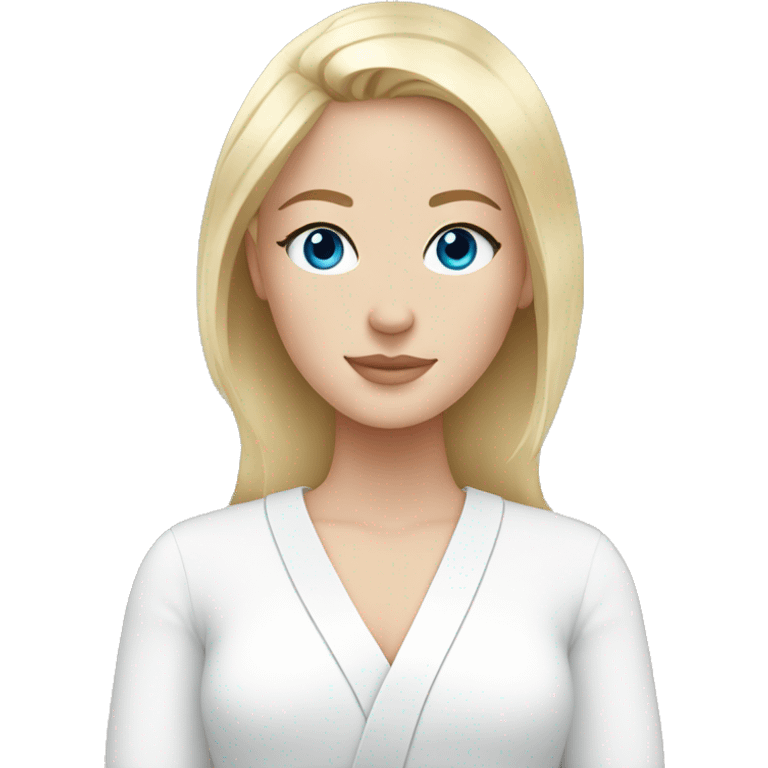 White girl with blonde hair and blue eyes in spa emoji