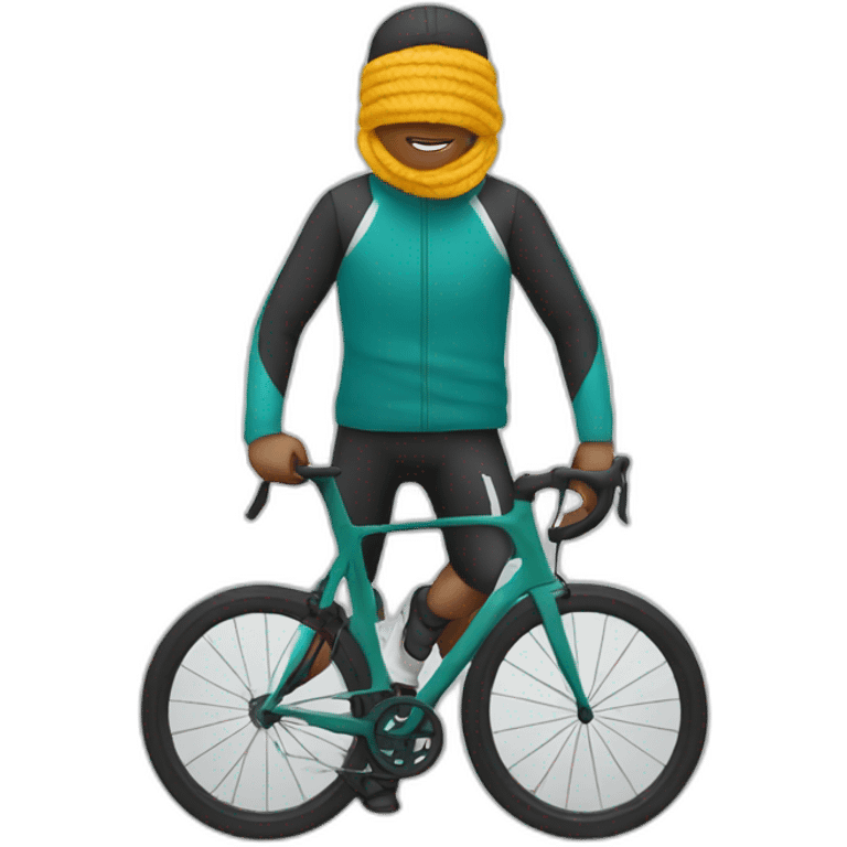 Cyclist wearing a snood emoji