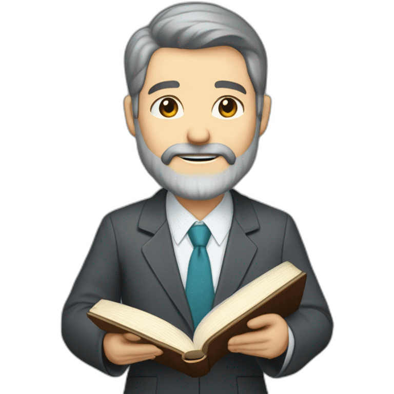 husband caucasian age 55 dark gray hair trimmed beard wearing business suit holding bible, wife asian age 55 dark hair nurse uniform, no children emoji