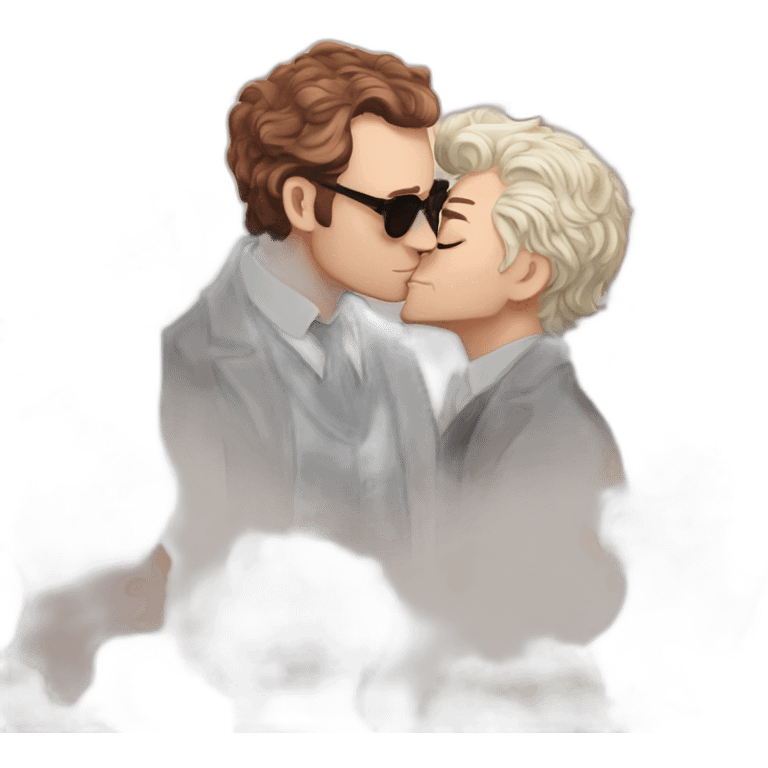 Crowley kissing Aziraphale good omens emoji