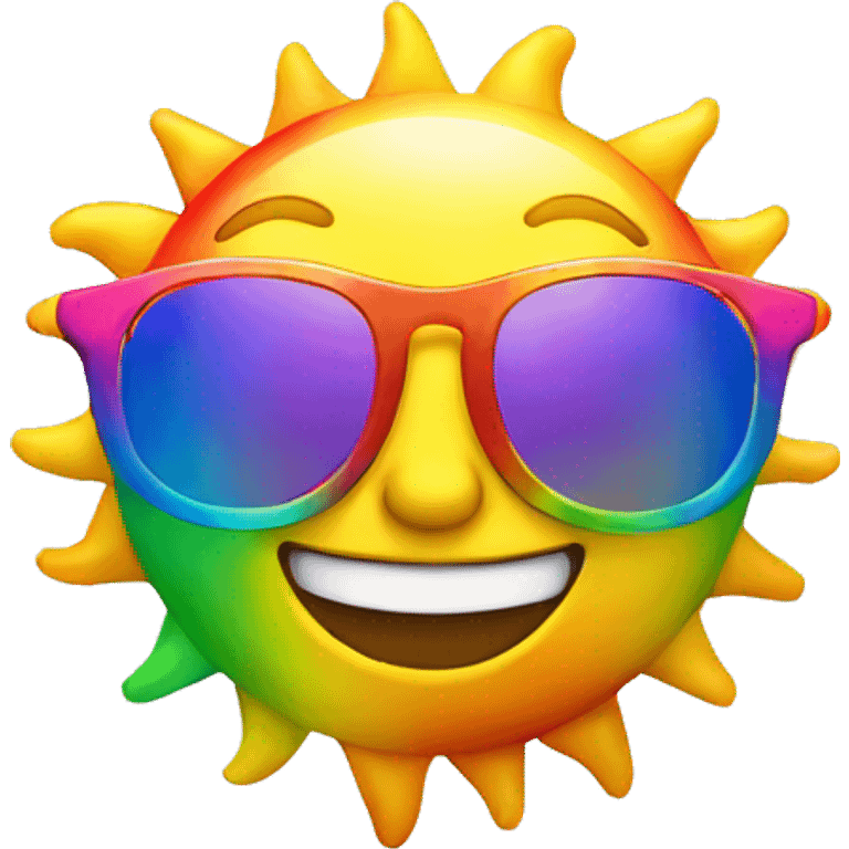 smiling sun wearing rainbow sunglasses emoji