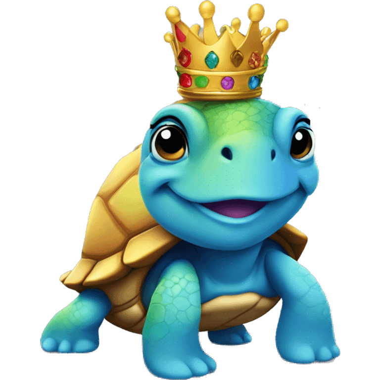 Rainbow turtle with crown emoji