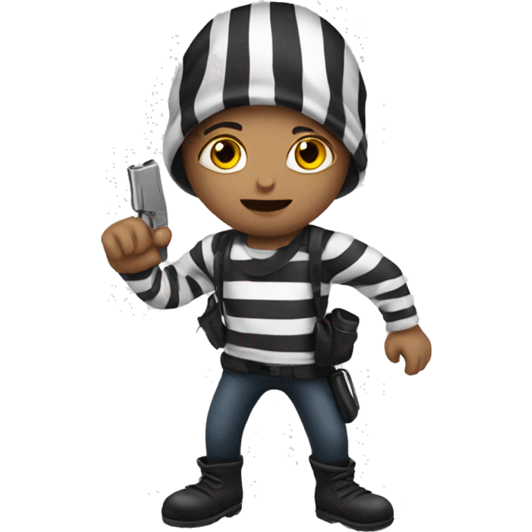 Robber, striped shirt, girl emoji