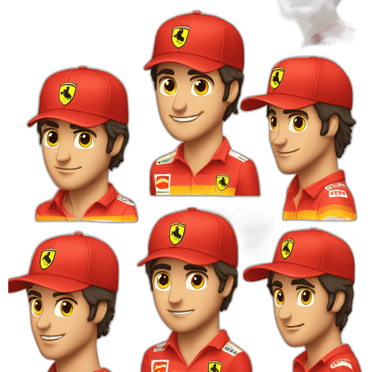 Carlos Sainz with a Ferrari cap red and yellow stripes emoji