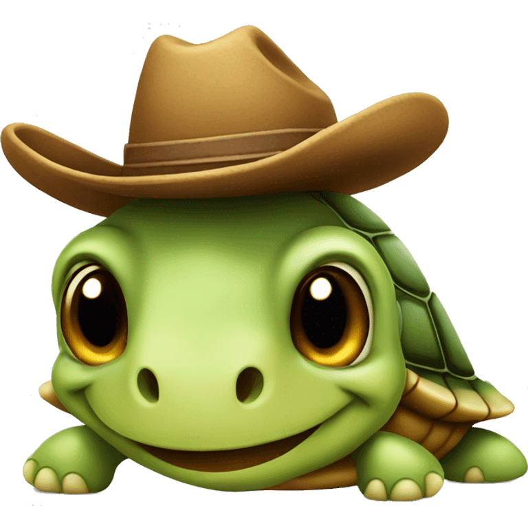 Turtle with a cowboy hat smirking emoji