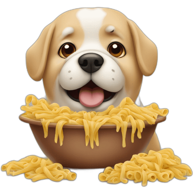 fat dog eating pasta emoji