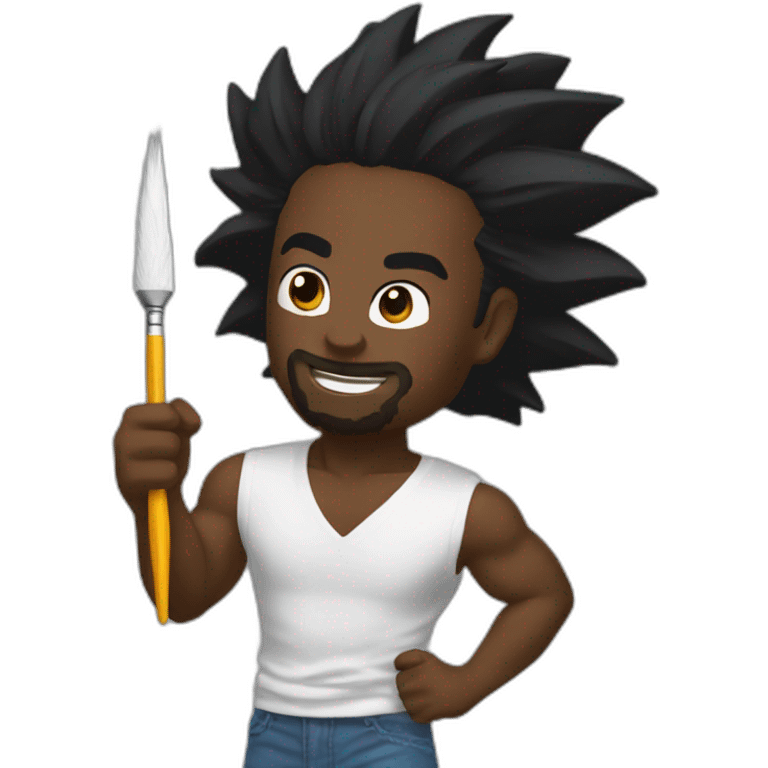 Black male with paint brush going super Saiyan emoji