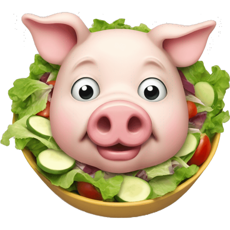 Hideous and obese pig eating salad emoji