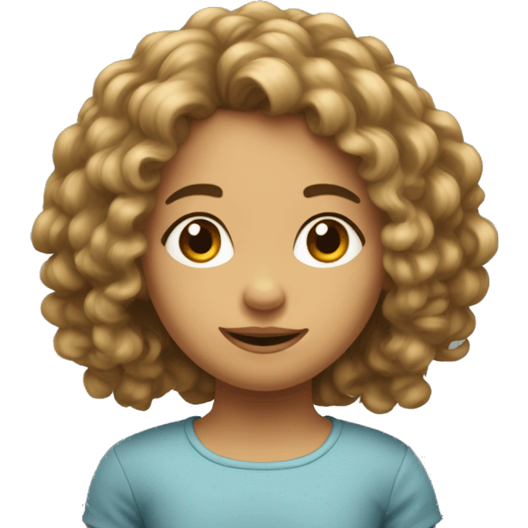 Fille au cheveux bouclés long emoji