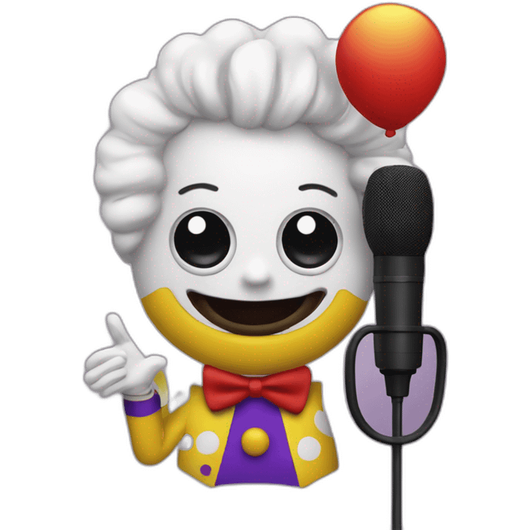 catalan radio presenter with radio station microphone in his hand dressed as clown emoji