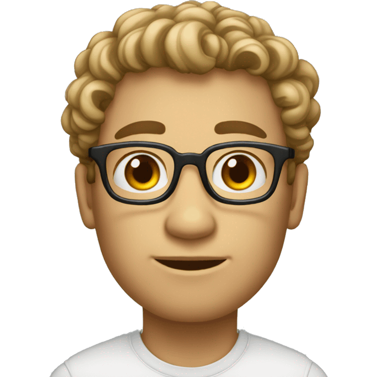 A man with very small eyes, tall, short curls，Wear glasses emoji