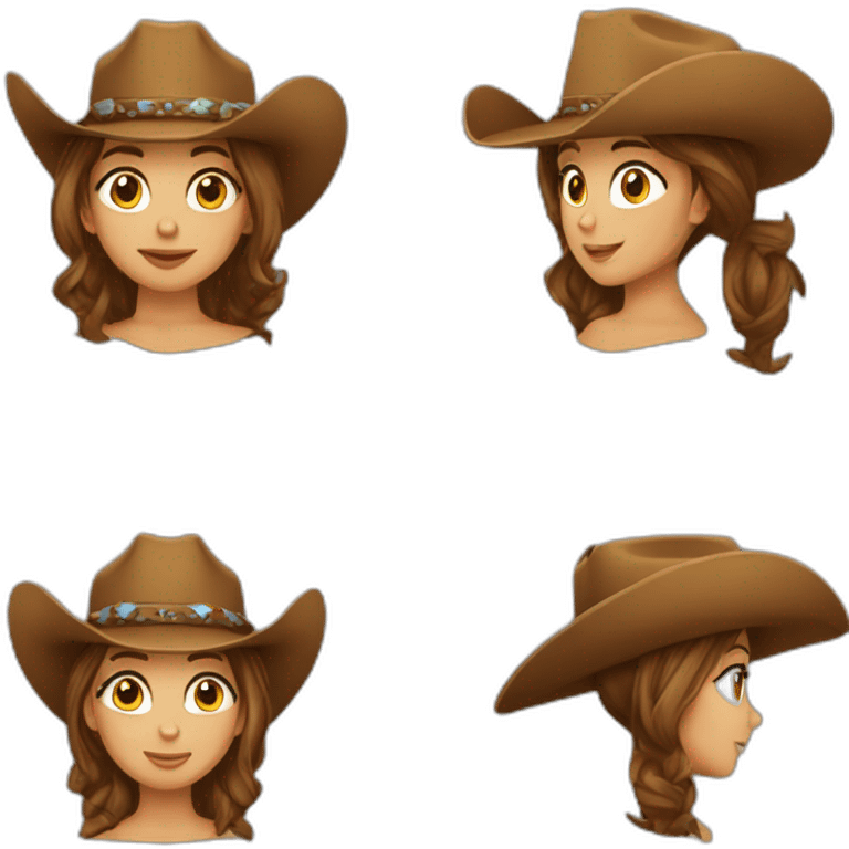 Cowgirl cheveux bruns peau blache emoji