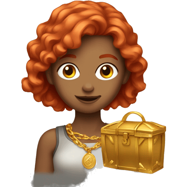 Red hair girl with gold treasure emoji