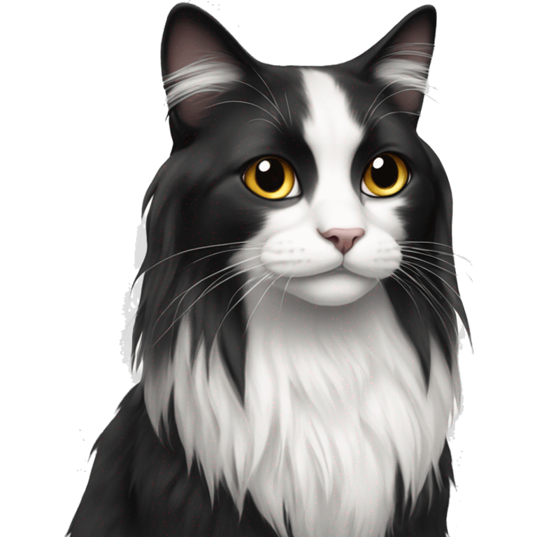 Black and white long haired cat emoji