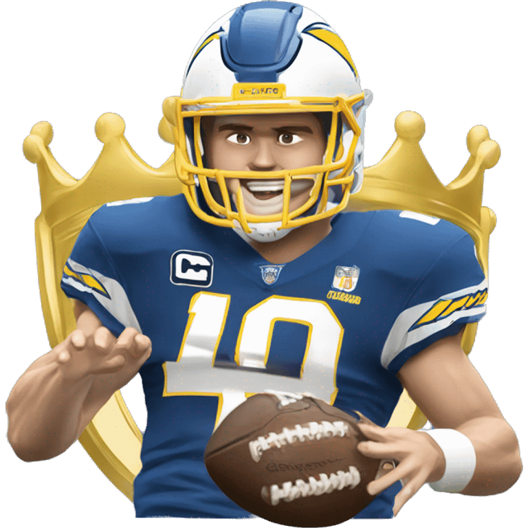 los angeles chargers quarterback justin herbert champion with a crown   emoji