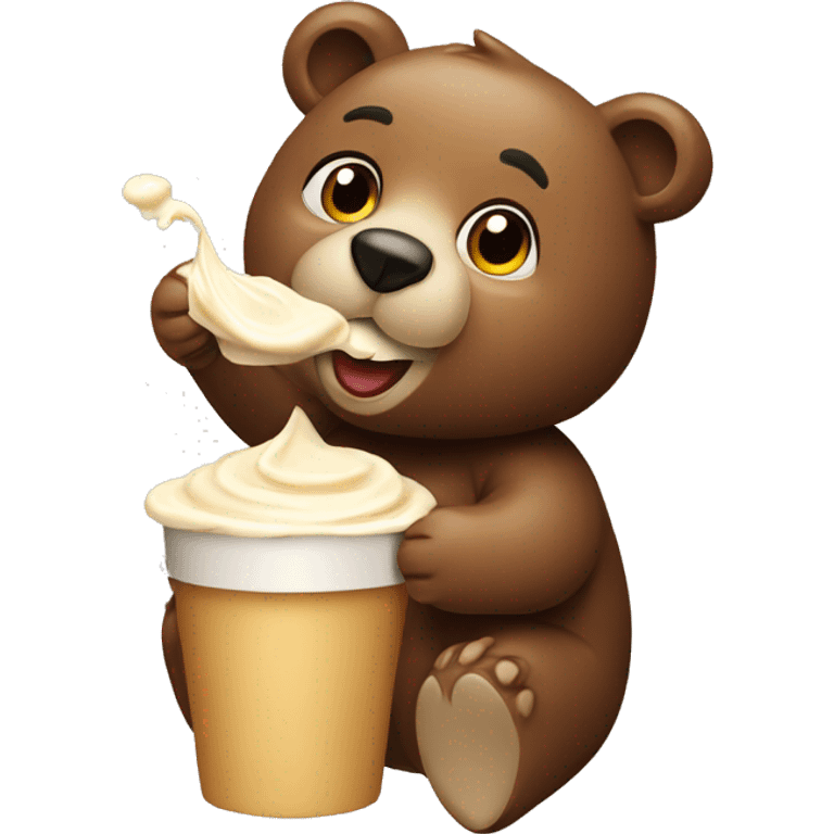 Bear eating Beige içe cream  emoji