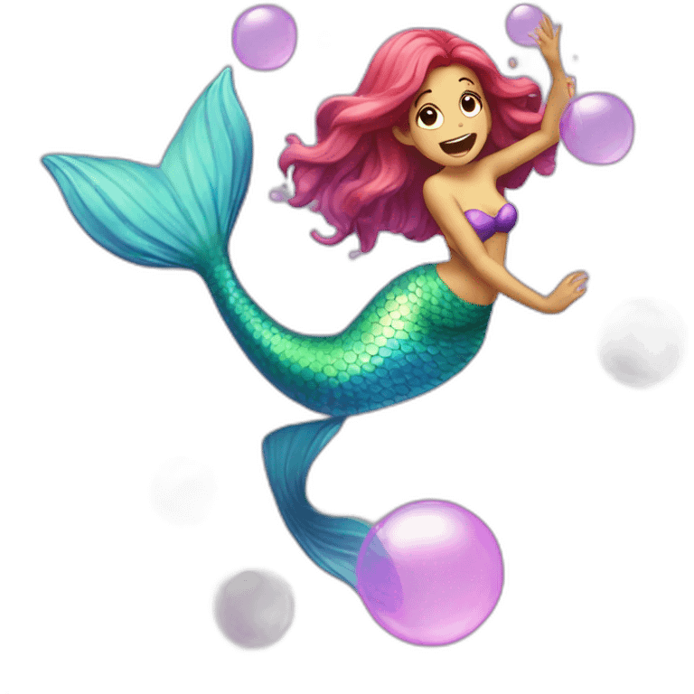 mermaid farting colorfull bubbles emoji