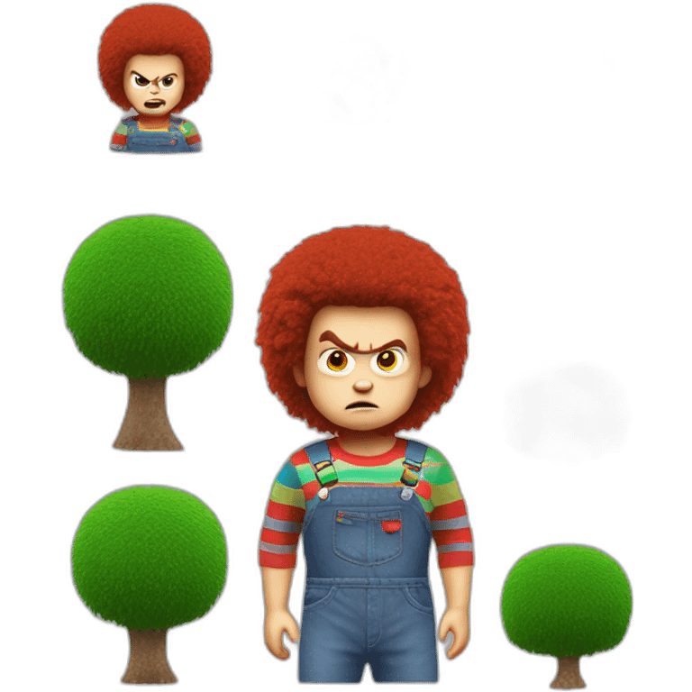 Angry Chucky as chia pet full body emoji