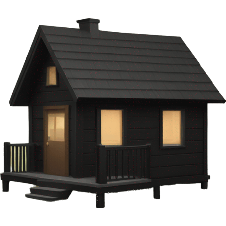 Small modern black cabin in woods emoji