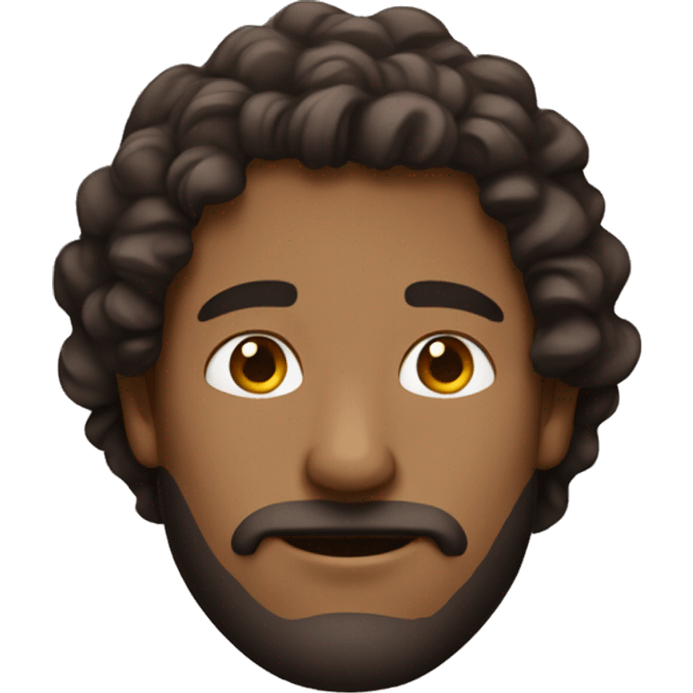 Generate an emoji of a brown haired man with middle length of curly hairs emoji