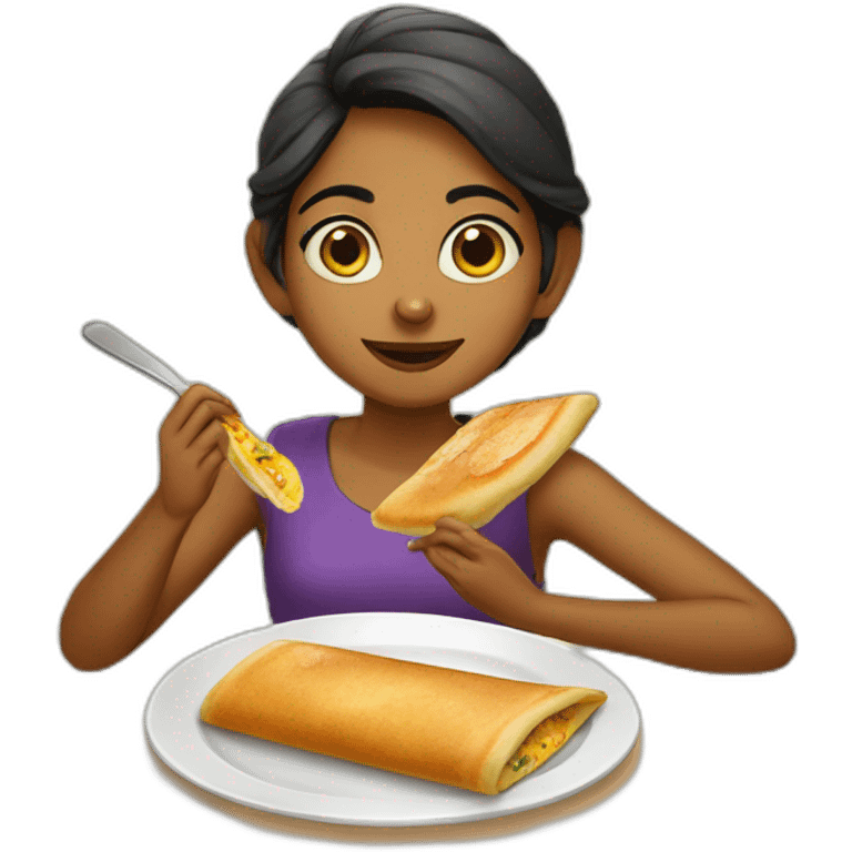 Dusky girl eating dosa emoji