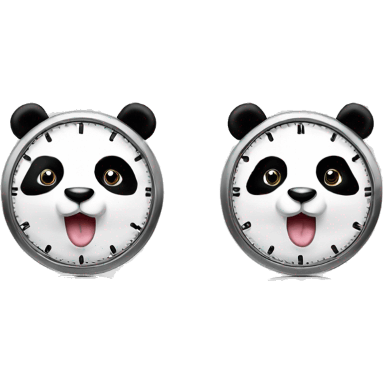 two pandas with clocks  emoji