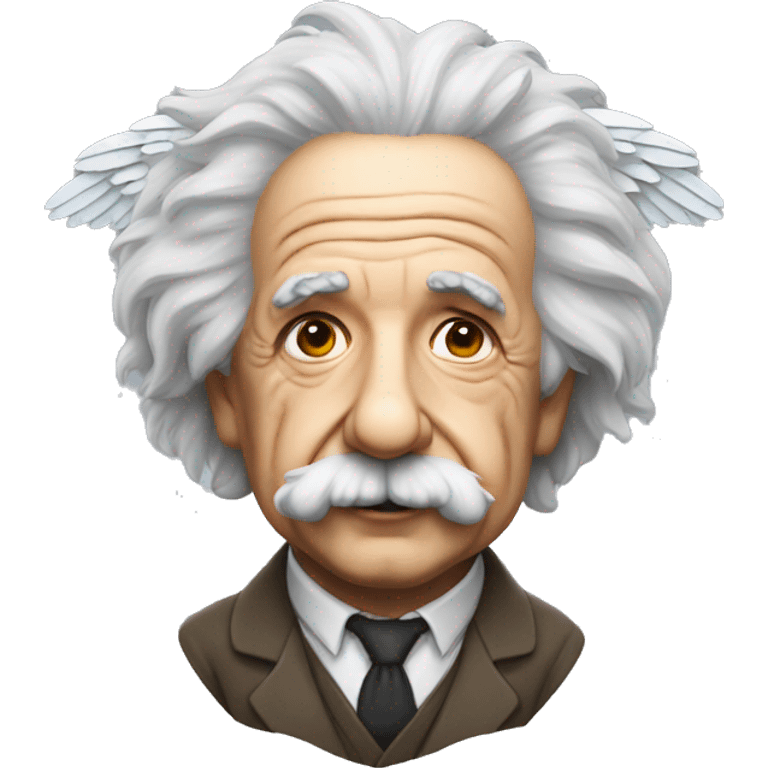 Albert Einstein with a pair of wings on his back emoji