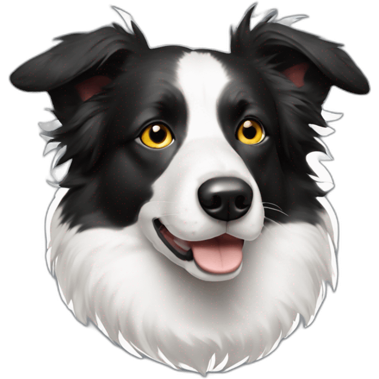 Border collie face white with black eye patch emoji