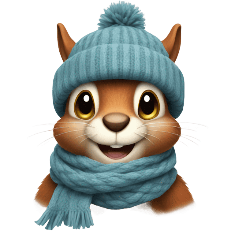 Evil looking squirrel wearing a winter hat and scarf  emoji