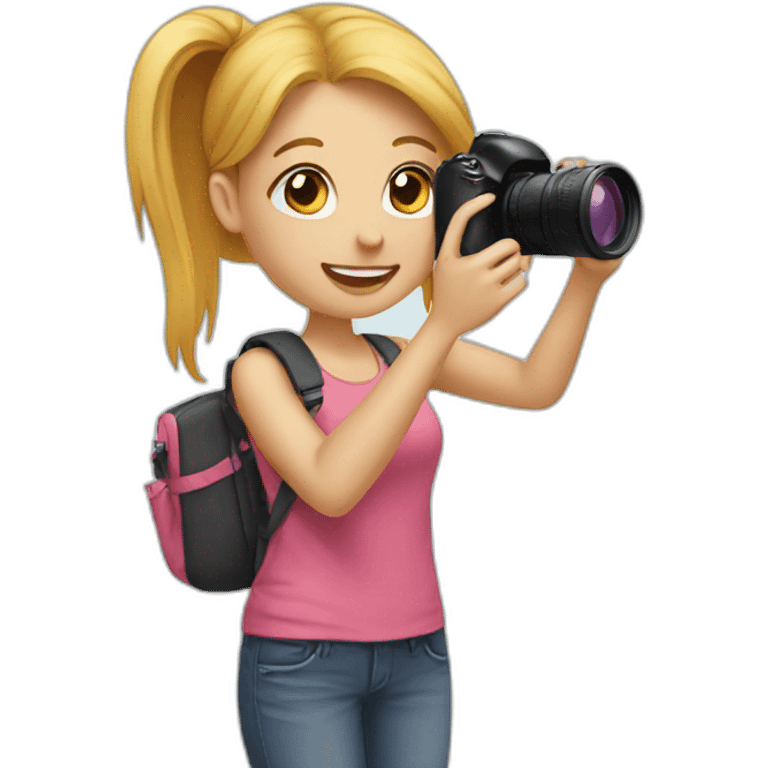 Girl photographing her friend emoji