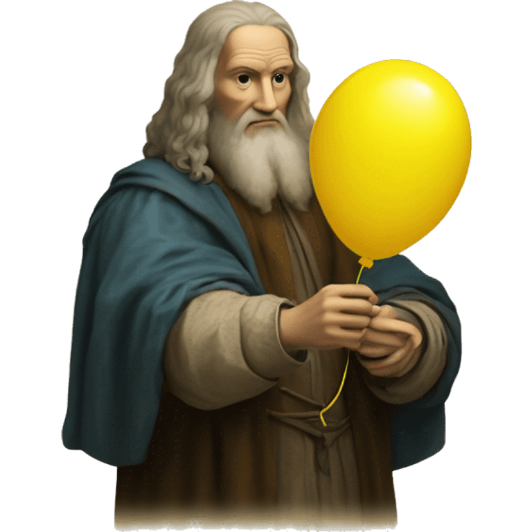 leonardo da Vinci holds a yellow balloon in his hand emoji