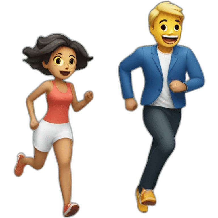 man running from 2 woman emoji