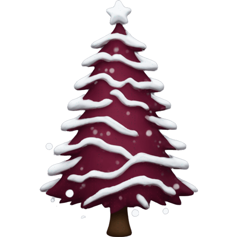 maroon christmas tree with snow emoji