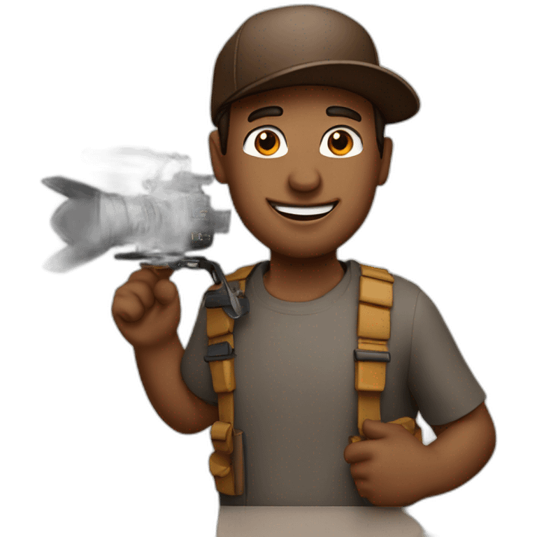 A-brown-Filmmaker-man-wearing-cap-with-holding-clapper emoji