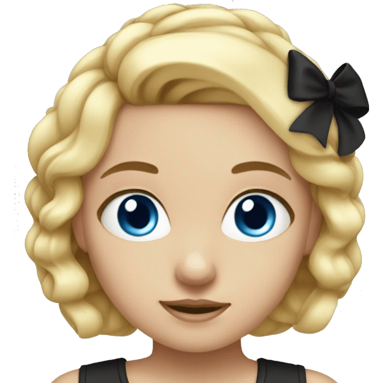 Blonde girl with blue eyes and black bows on her head emoji