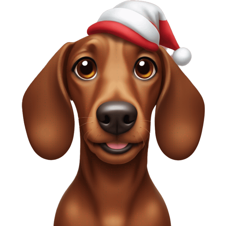 Brown sausage dog in Christmas hat emoji