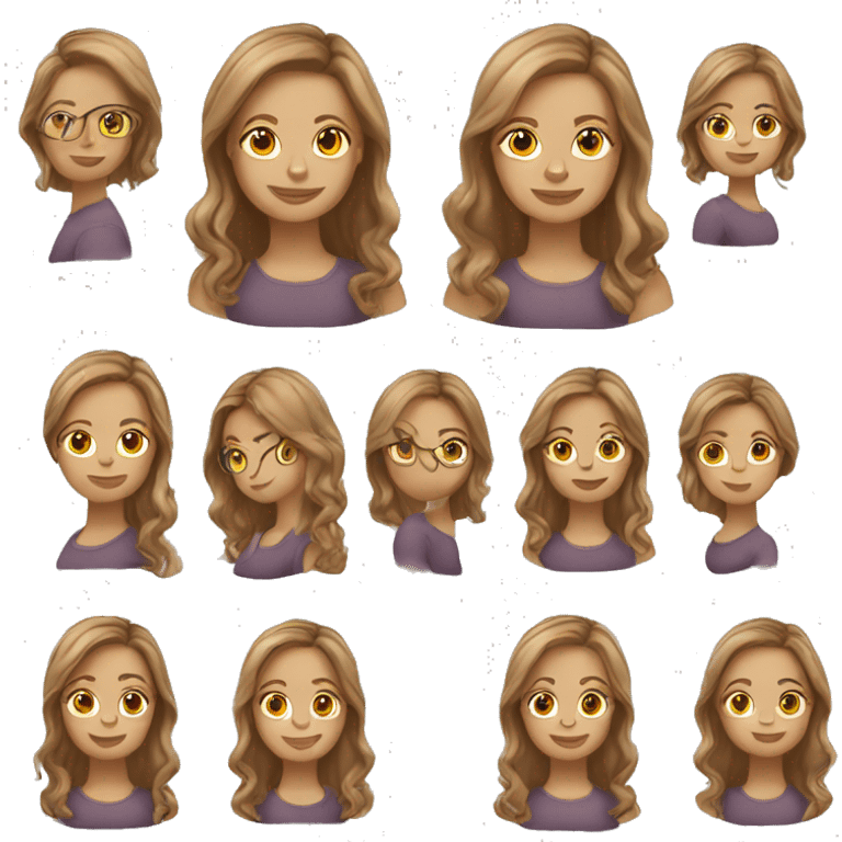 woman light brown medium length hair glass emoji