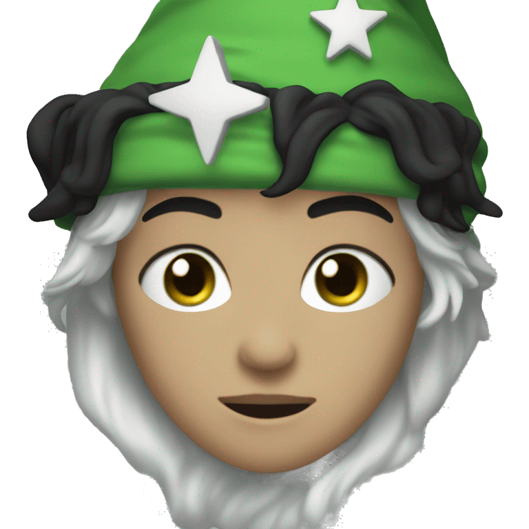 teenage white-skinned wizard with black hair green eyes in green disguise emoji