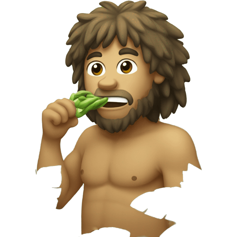 caveman chewing a plant emoji