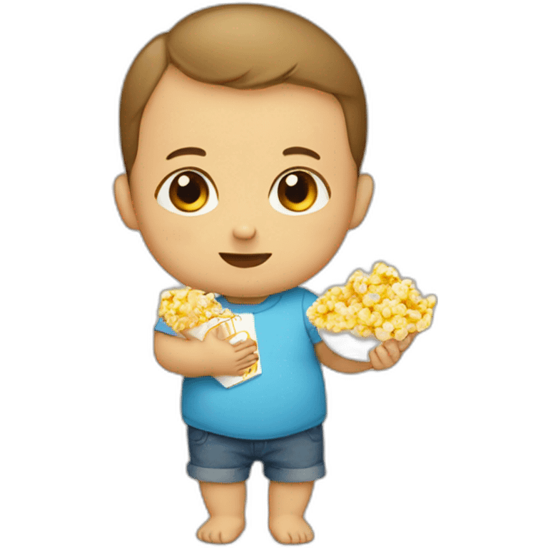 A baby eating popcorn  emoji