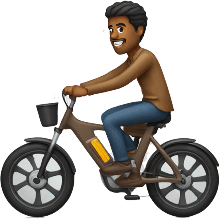 Brown man riding electric bike emoji