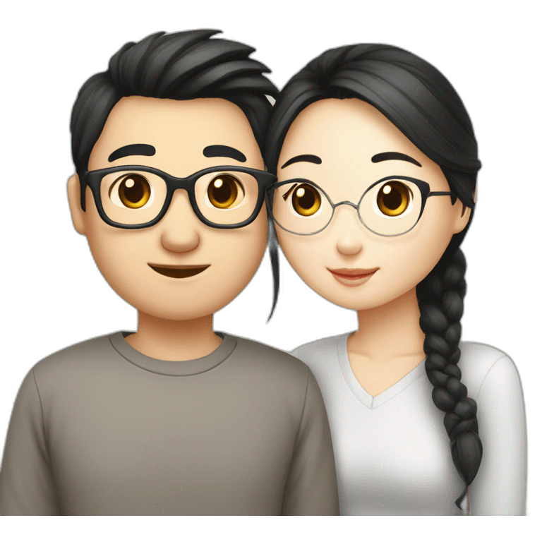 I Chinese couple love each other all Chinese couple wear glasses too emoji