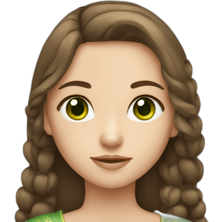 Russian girl with brown hair and green eyes and Chinese accessorize emoji